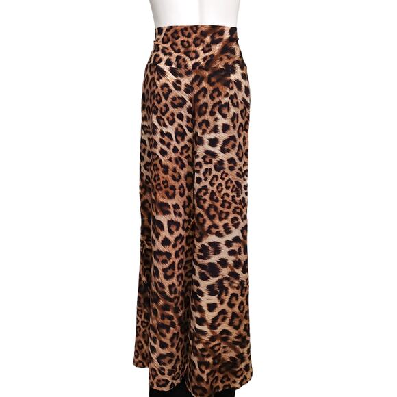 ERIKA PENA Pya Palazzo Animal High Waisted leopard print wide leg pants XS NEW - Picture 2 of 8